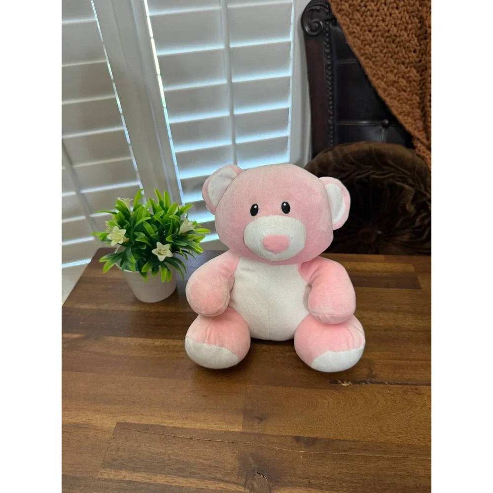 Ty Pluffies Pinky the Bear Pink White Stuffed Animal Plush Toy 10 inch 2005